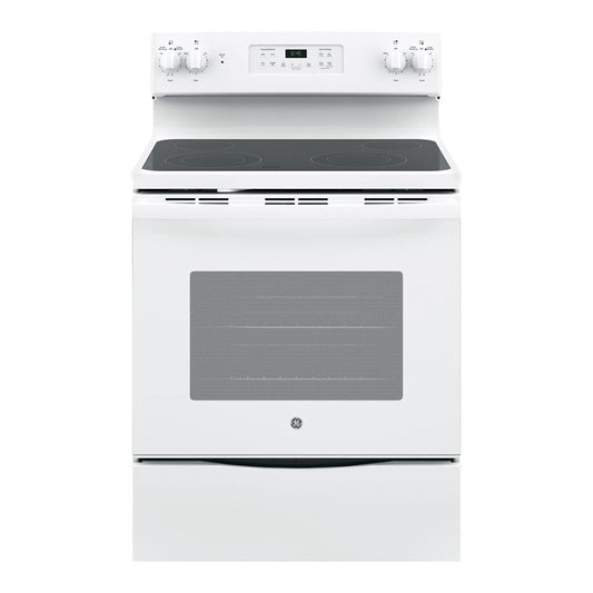 GE - 5.3 Cu. Ft. Self Cleaning Freestanding Electric Range - White